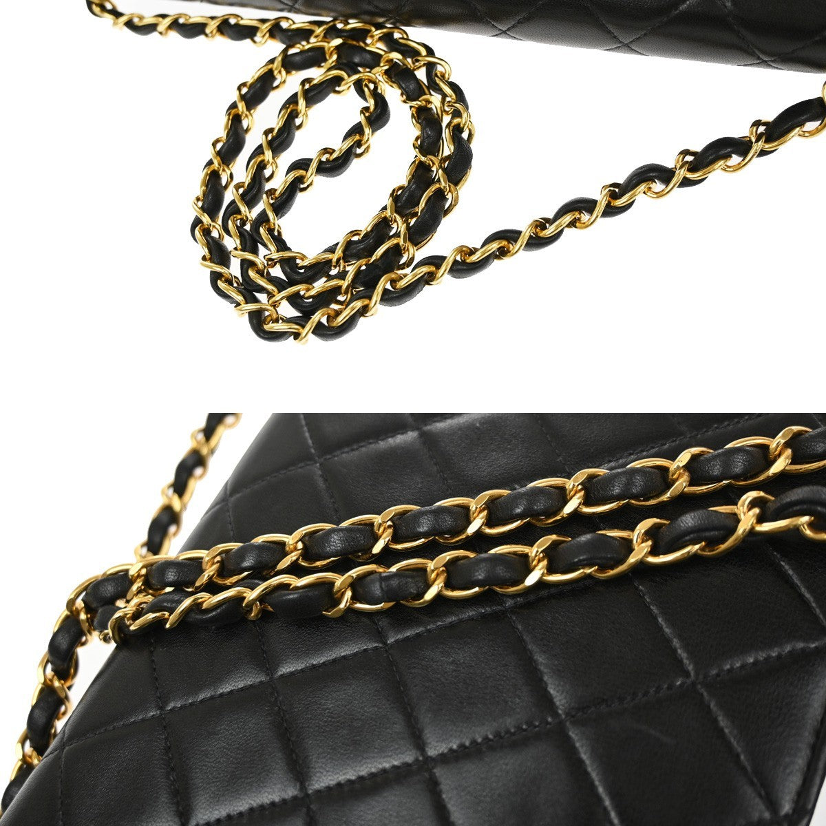 Chanel Cc Full Flap Wallet On Chain Quilted Caviar Black Leather Crossbody Bag Bag (Pre-Owned)