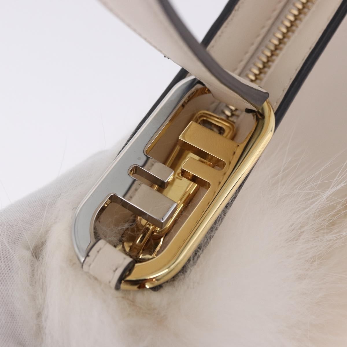 Fendi O'lock Swing Leather With Fur White Leather Shoulder Bag Bag (Pre-Owned)