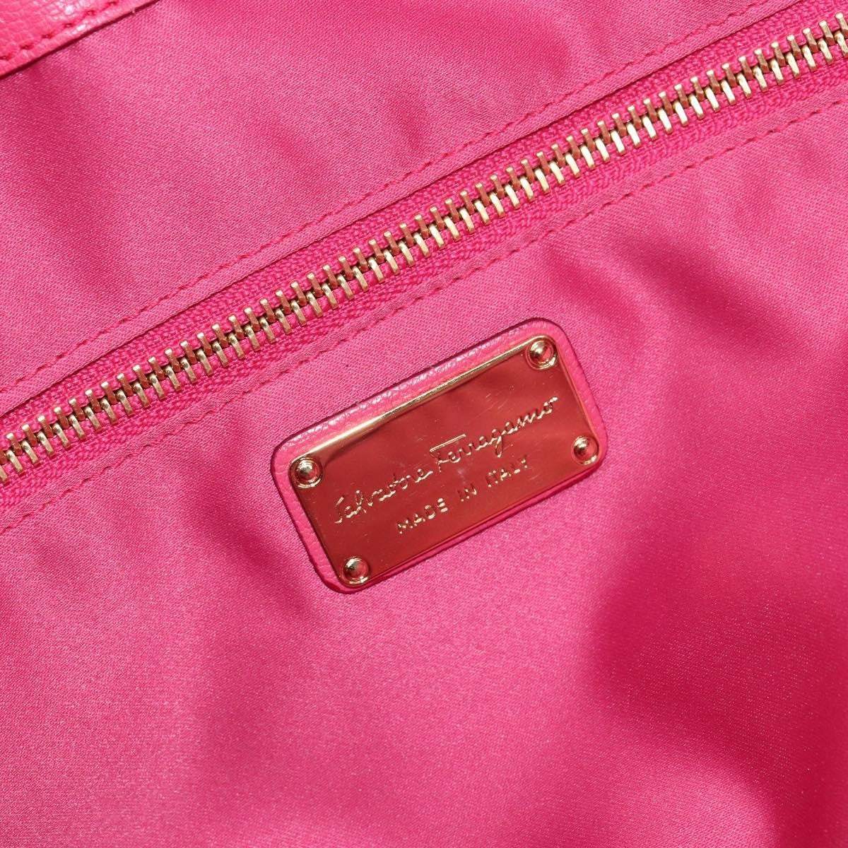 Salvatore Ferragamo Gancini Tote Leather Pink Leather Tote Bag Bag (Pre-Owned)