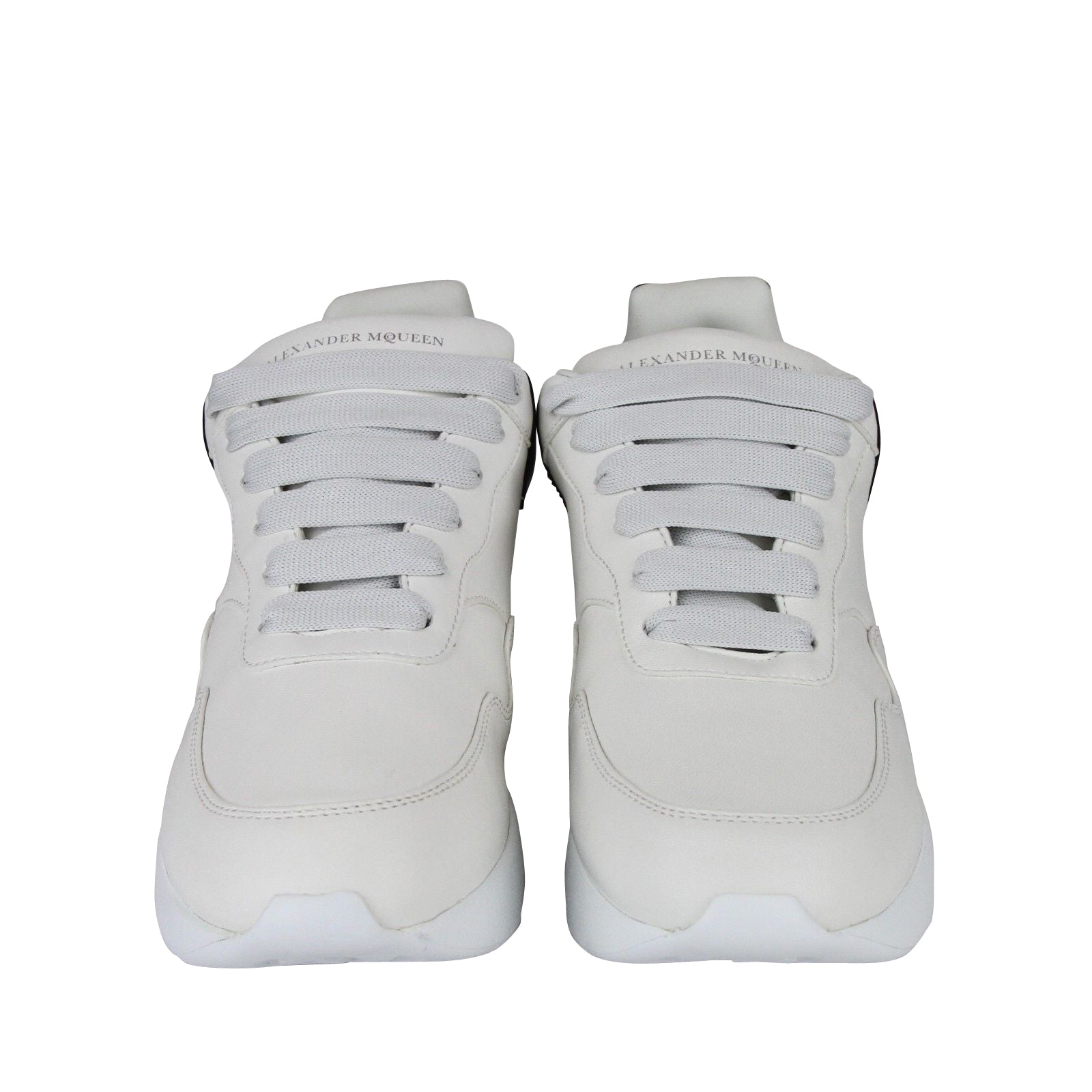 Alexander McQueen Men's Ivory / White / Black Leather Platform Sneakers