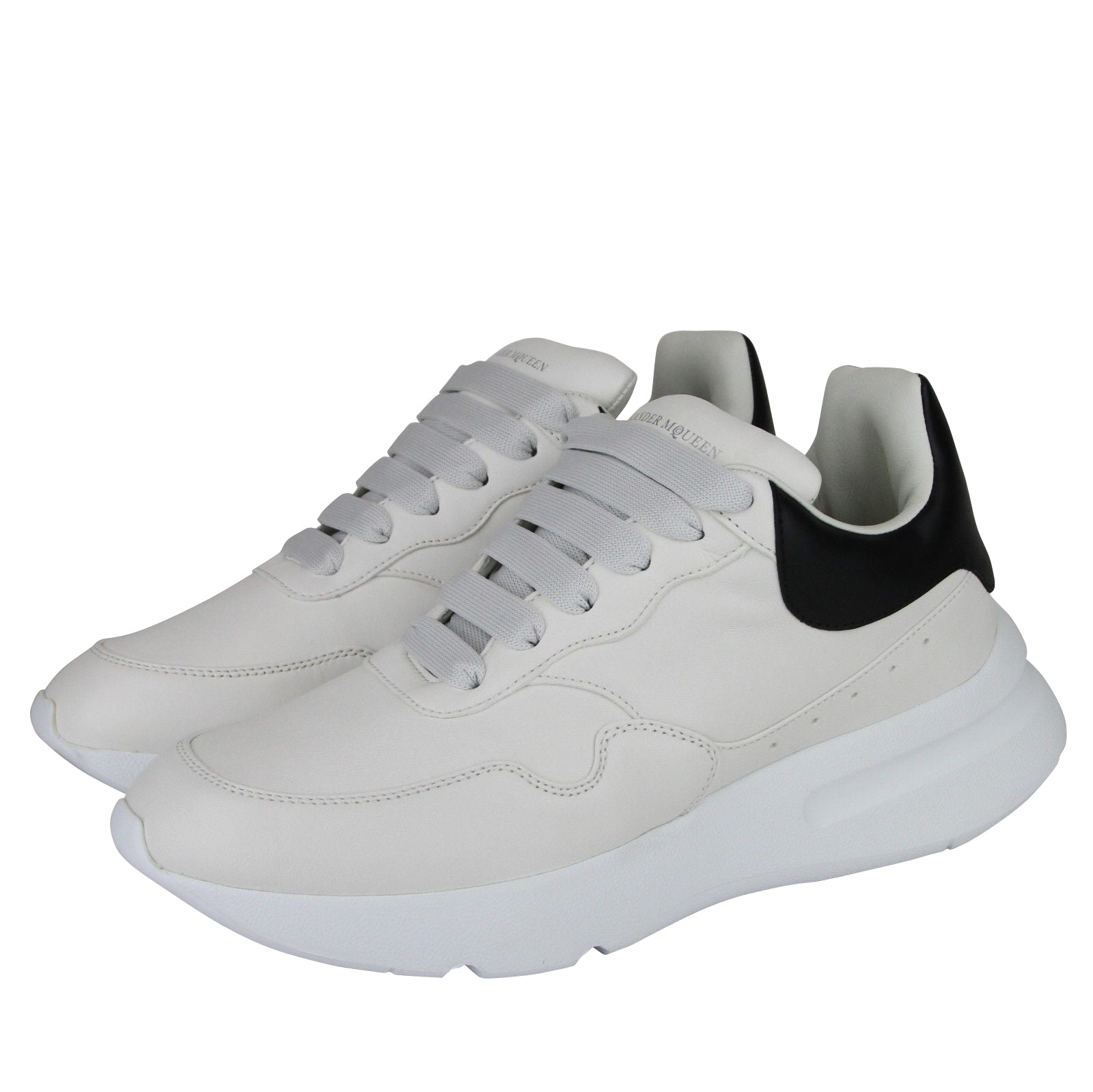Alexander McQueen Men's Ivory / White / Black Leather Platform Sneakers