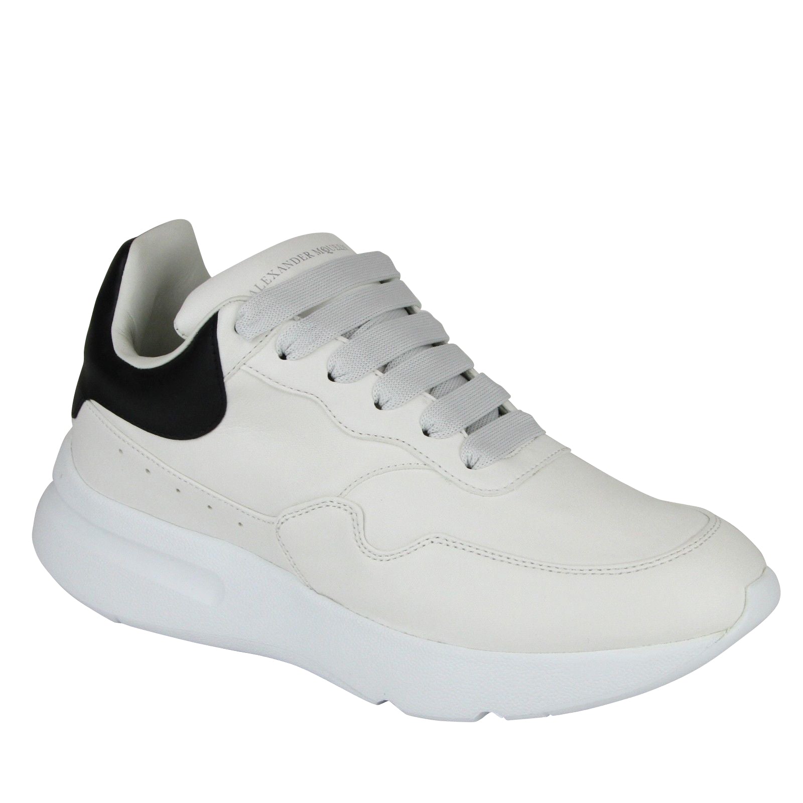 Alexander McQueen Men's Ivory / White / Black Leather Platform Sneakers