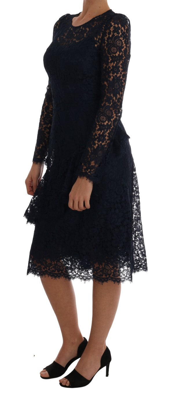 Dolce & Gabbana Blue Taormina Floral Lace Sheath Women's Dress