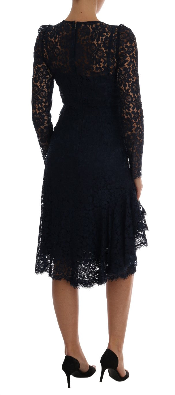 Dolce & Gabbana Blue Taormina Floral Lace Sheath Women's Dress