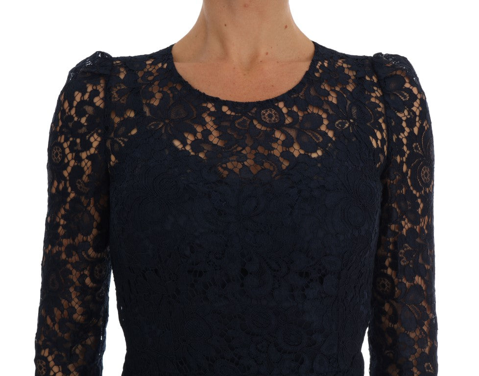 Dolce & Gabbana Blue Taormina Floral Lace Sheath Women's Dress