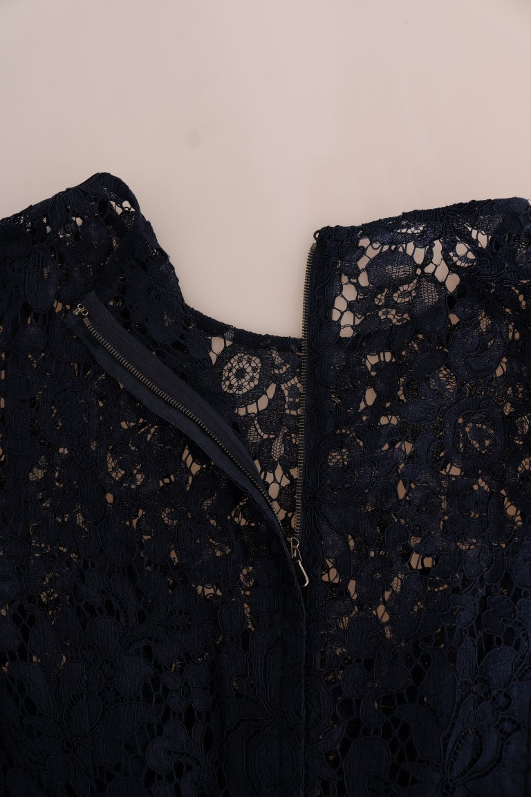 Dolce & Gabbana Blue Taormina Floral Lace Sheath Women's Dress