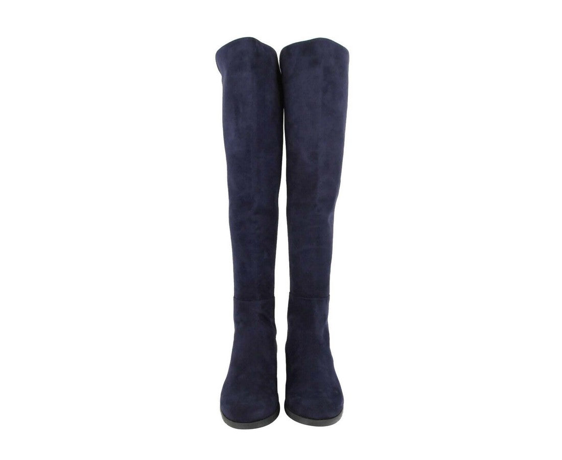 Stuart Weitzman Women's Nice Blue Suede With Elastic Back Knee Boot
