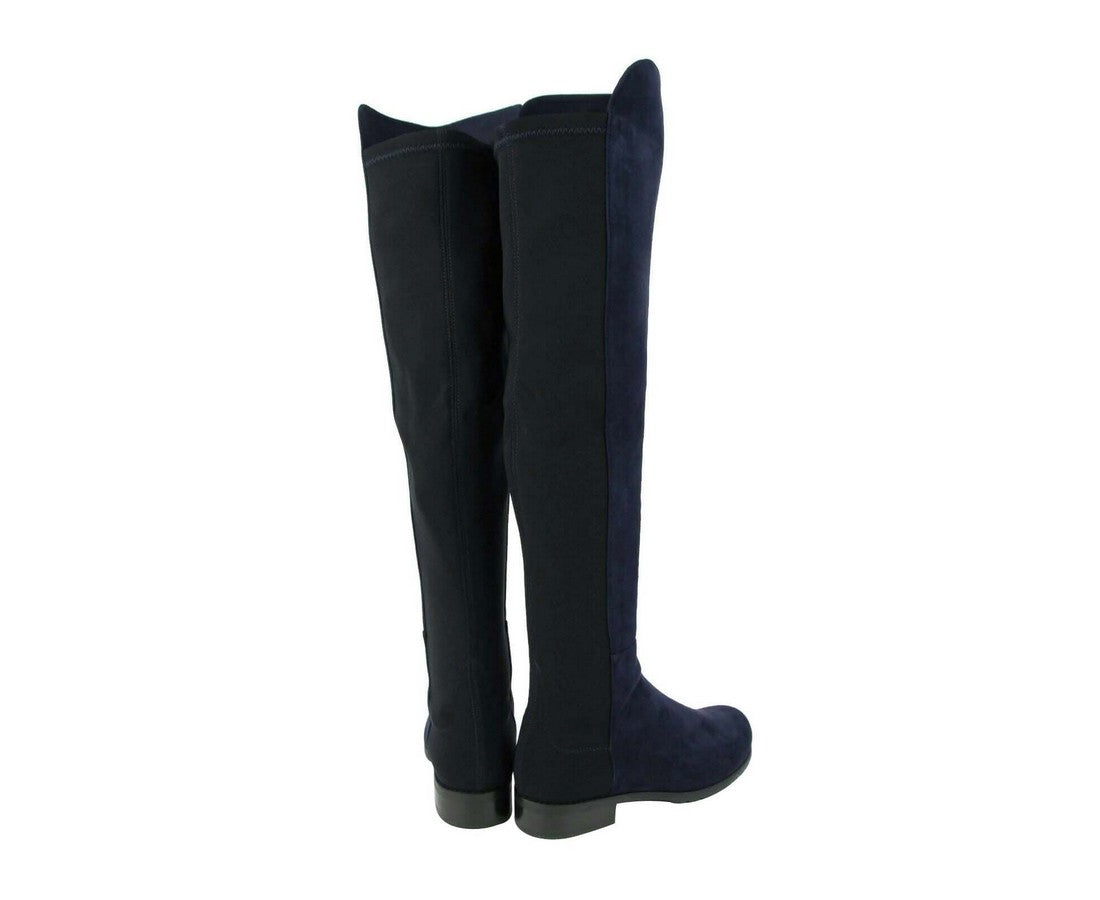 Stuart Weitzman Women's Nice Blue Suede With Elastic Back Knee Boot