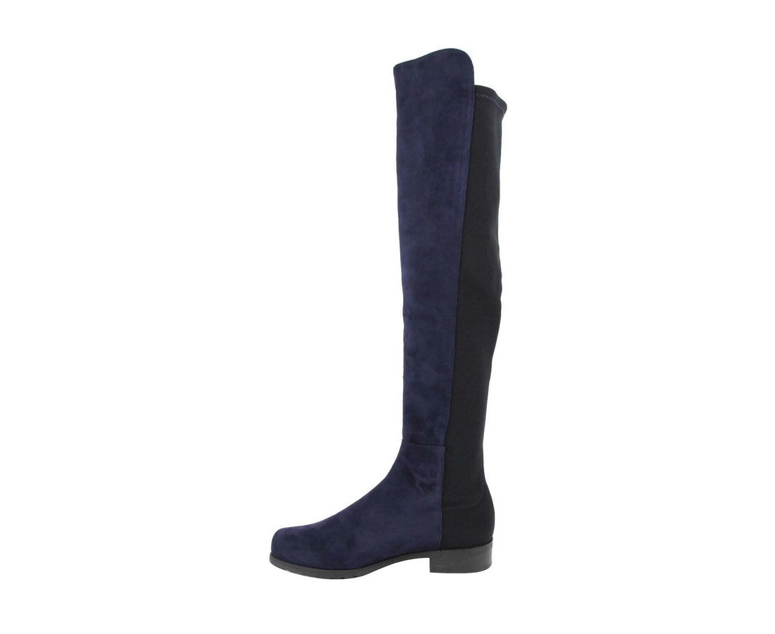 Stuart Weitzman Women's Nice Blue Suede With Elastic Back Knee Boot