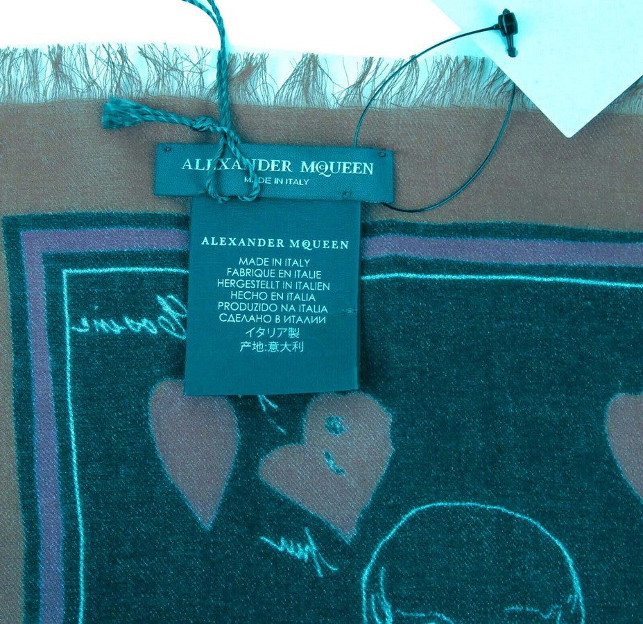 Alexander McQueen Women's Black / Red Modal / Wool Petal Skull Shawl Scarf 505219 1074