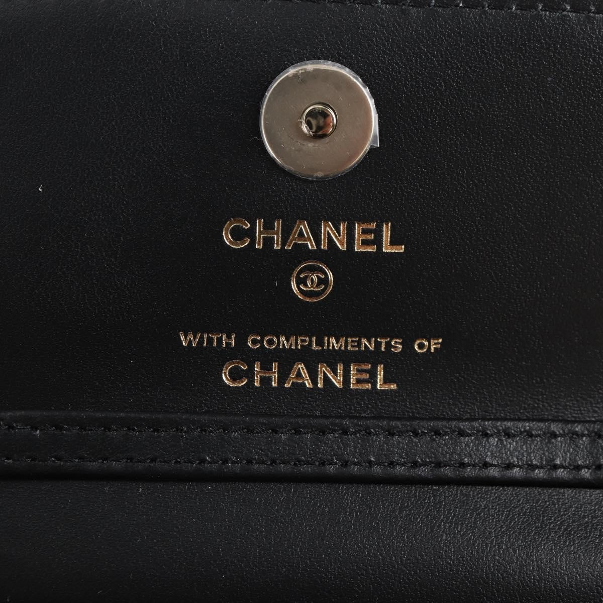 Chanel Flap Card Holder On Chain Quilted Printed Canvas Beige Nylon Shoulder Bag Bag (Pre-Owned)