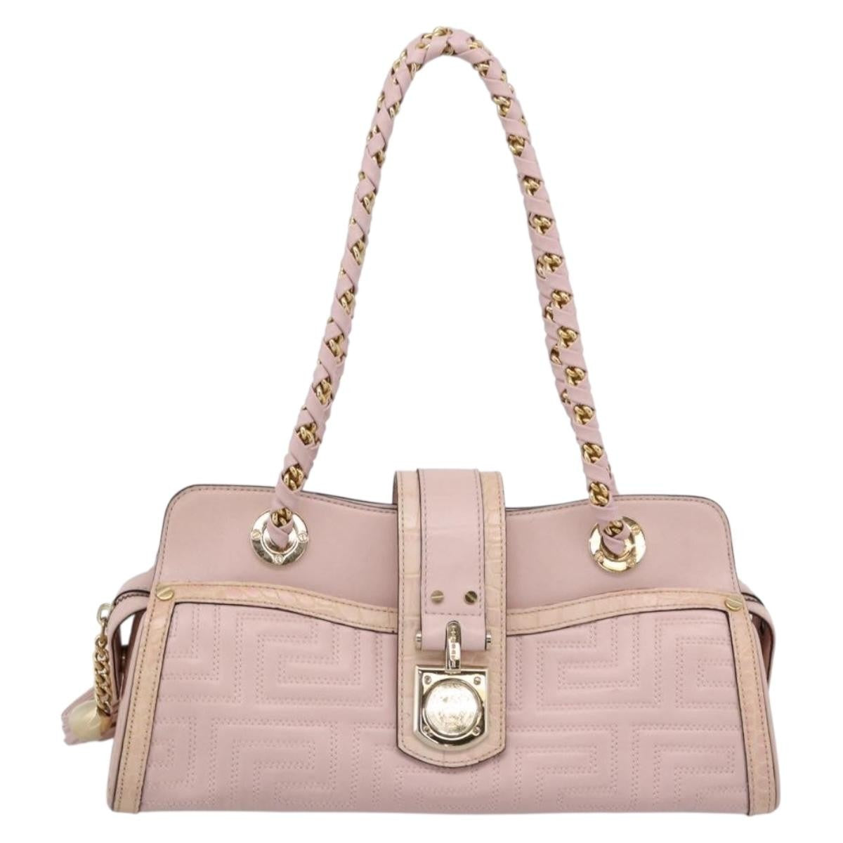 Versace Vintage Tote Leather Pink Leather Tote Bag Bag (Pre-Owned)