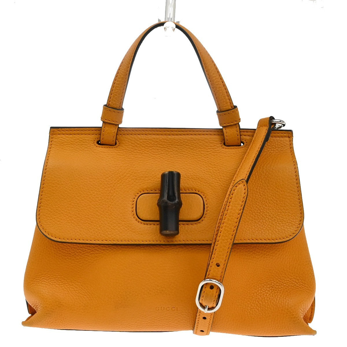 Gucci Bamboo Daily Top Handle Leather Orange Leather Handbag (Pre-Owned)