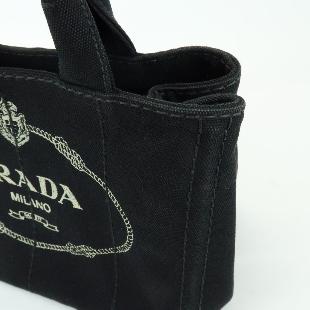 Prada Canapa Canvas Black Canvas Tote Bag Bag (Pre-Owned)