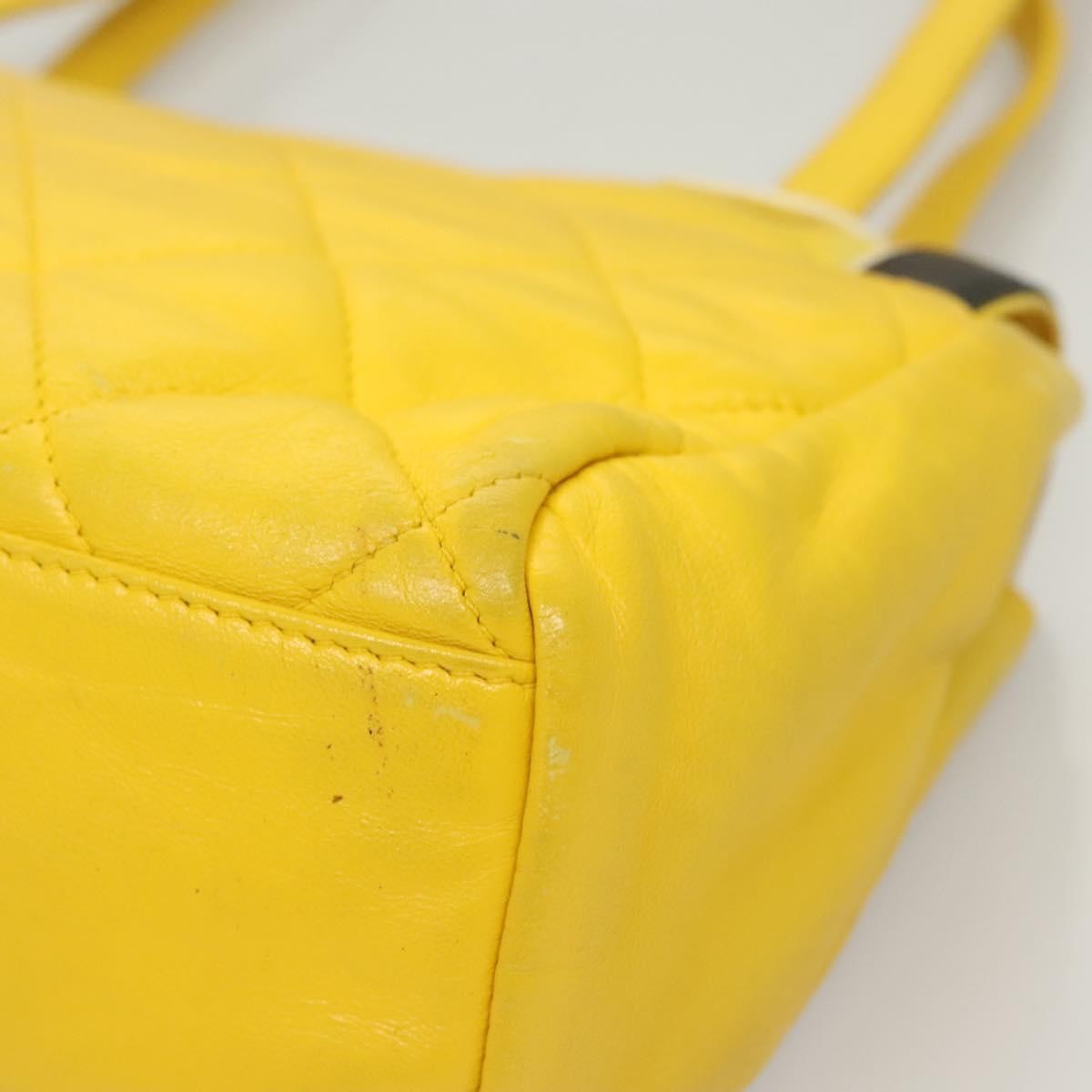 Chanel Two Tone Mademoiselle Lock Flap Quilted Lambskin Yellow Leather Shoulder Bag Bag (Pre-Owned)