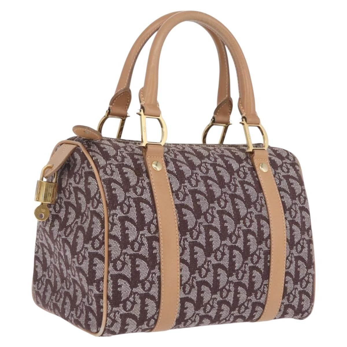 Christian Dior Vintage Trotter Boston Diorissimo Canvas Brown Canvas Handbag (Pre-Owned)