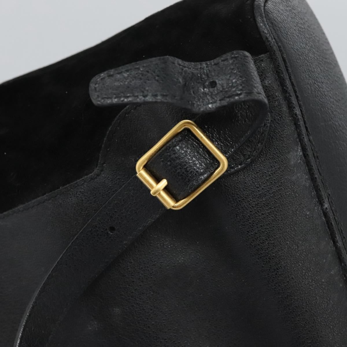 Gucci Vintage Bamboo Suede And Leather Black Suede Backpack Bag (Pre-Owned)