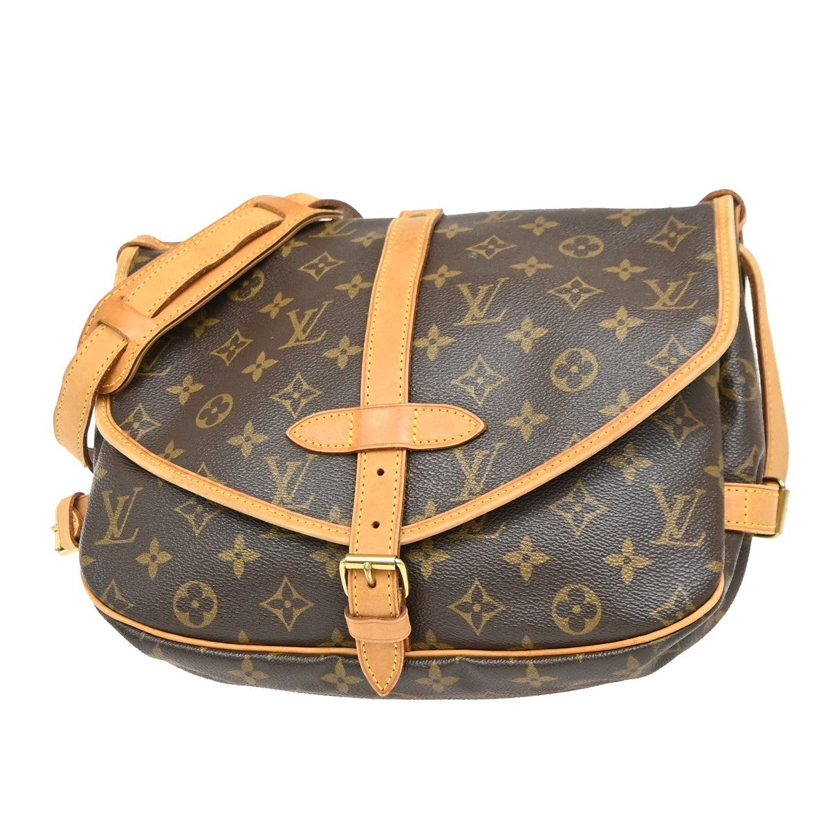 Louis Vuitton Saumur Monogram Canvas Brown Canvas Shoulder Bag Bag (Pre-Owned)