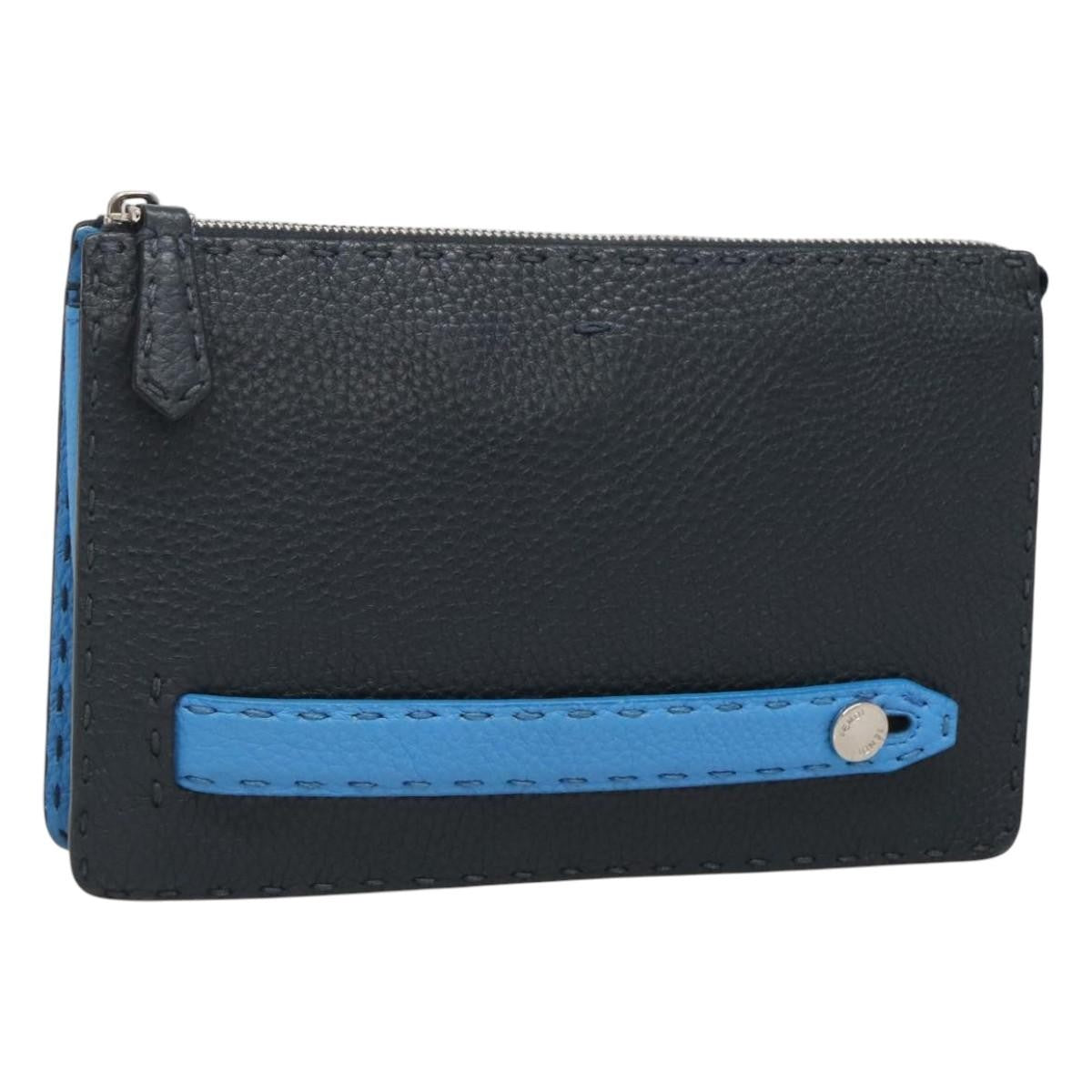 Fendi Selleria Zip Leather Black Leather Clutche & Pouche Bag (Pre-Owned)