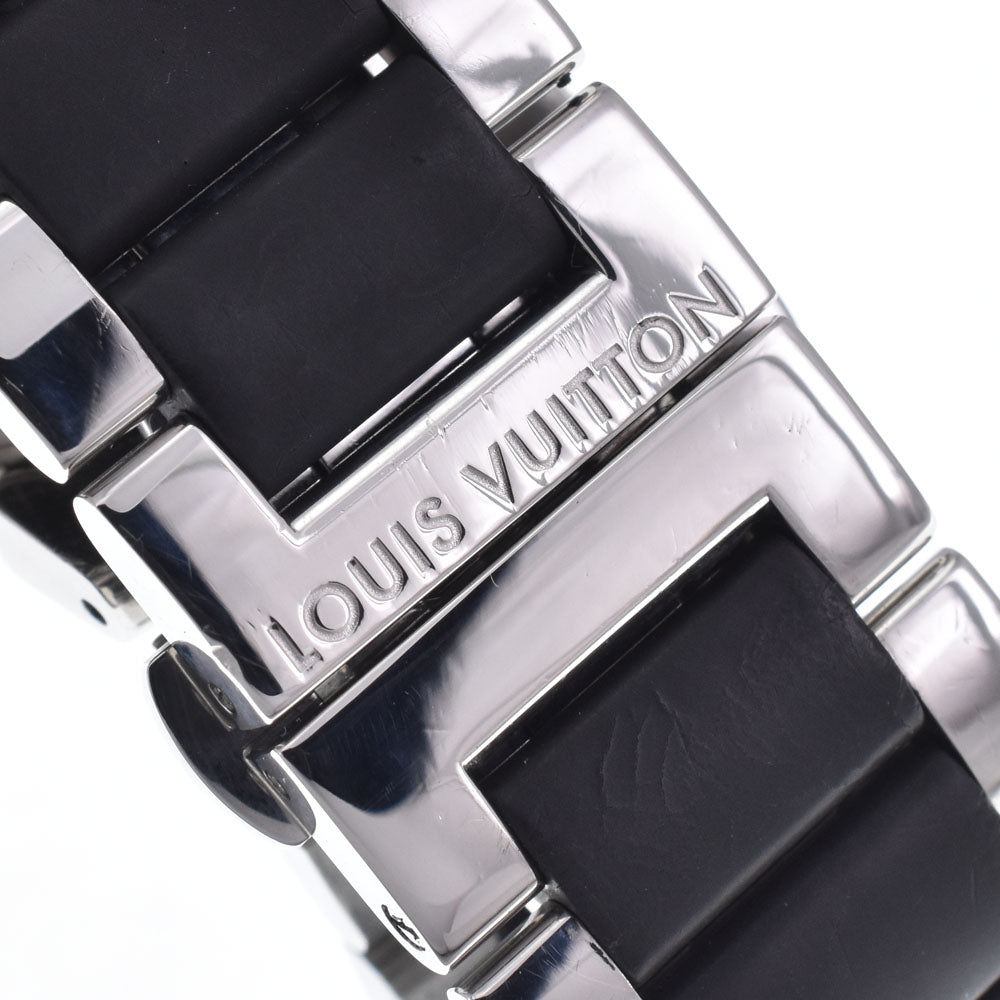 Louis Vuitton Tambour Quartz Stainless Steel And Monogram Rubber Watch (Pre-Owned)