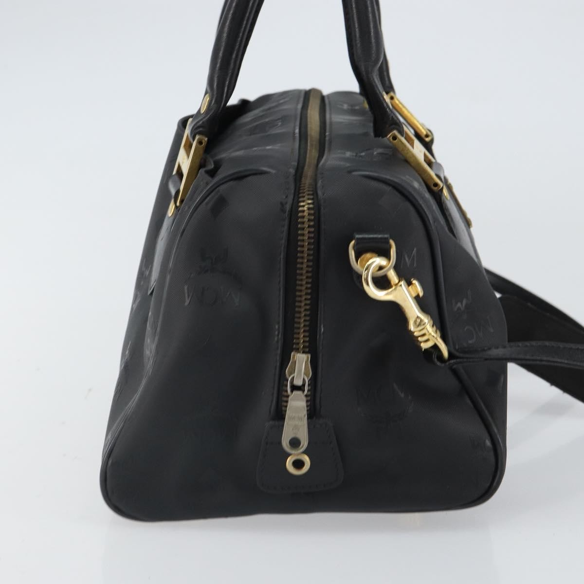 MCM Visetos Logogramme Canvas And Leather Black Canvas Handbag (Pre-Owned)