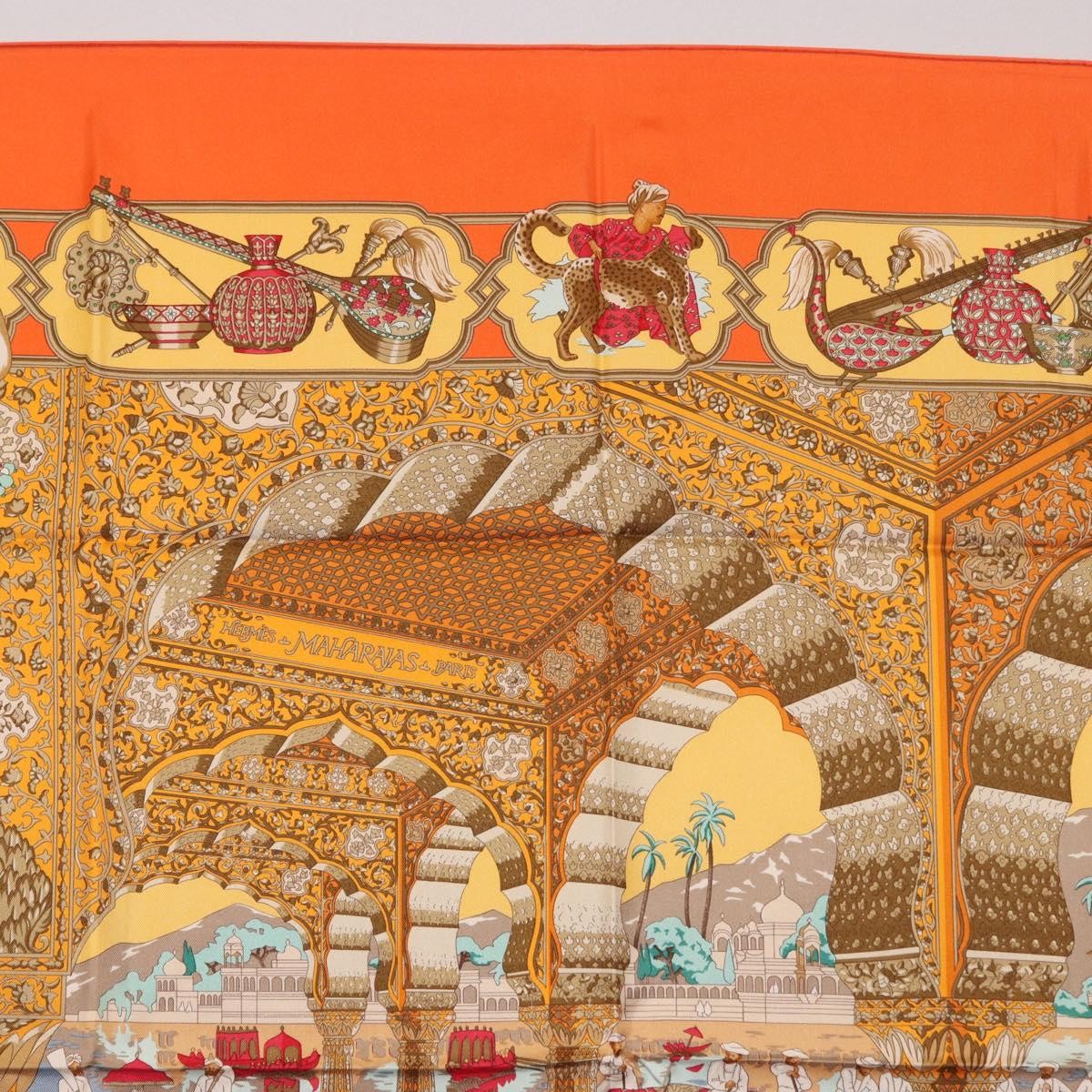 Hermes Carré 90 Silk Multicolor Orange Silk Scarve & Shawl Accessory (Pre-Owned)