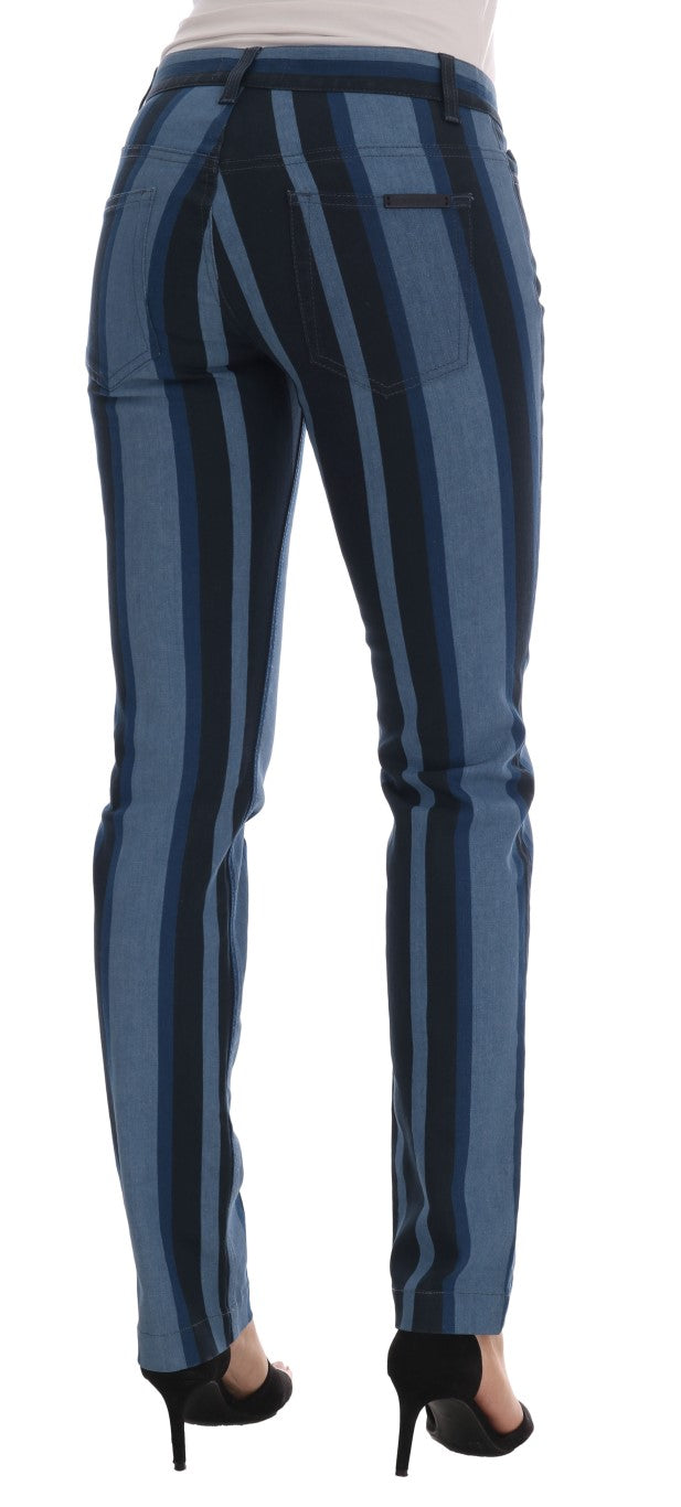 Dolce & Gabbana Chic Blue Striped Slim Fit Girly Women's Jeans