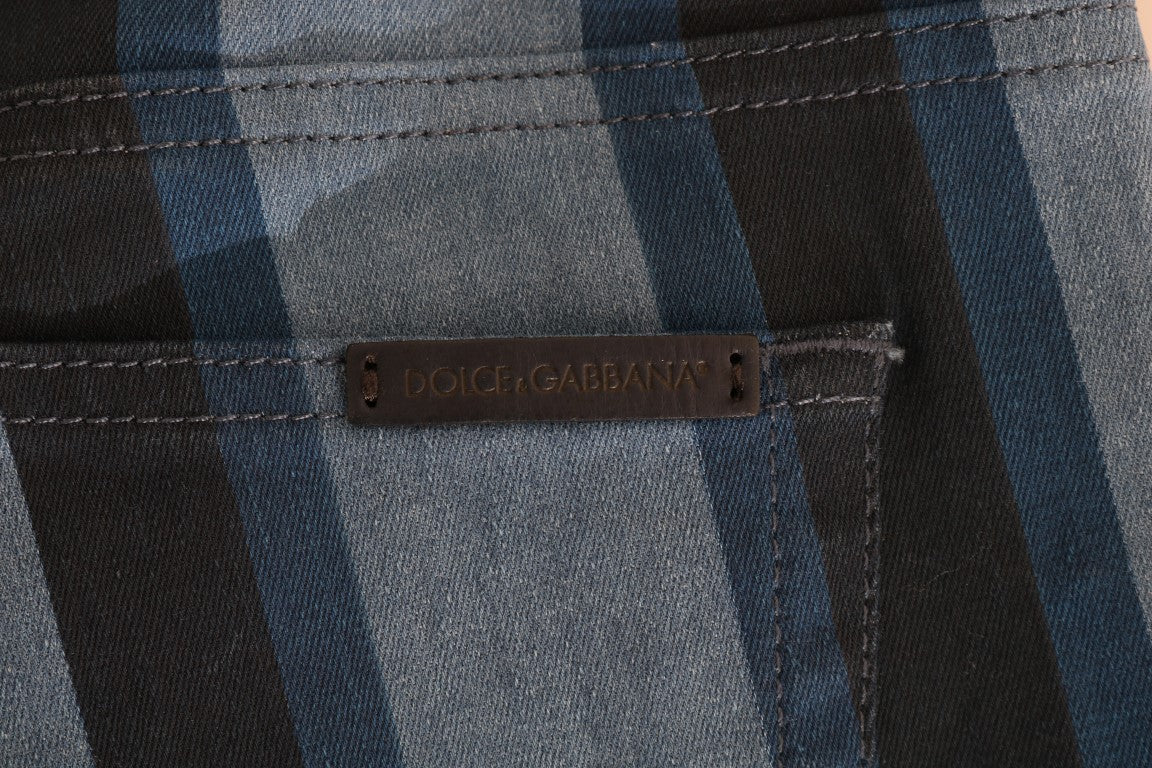 Dolce & Gabbana Chic Blue Striped Slim Fit Girly Women's Jeans