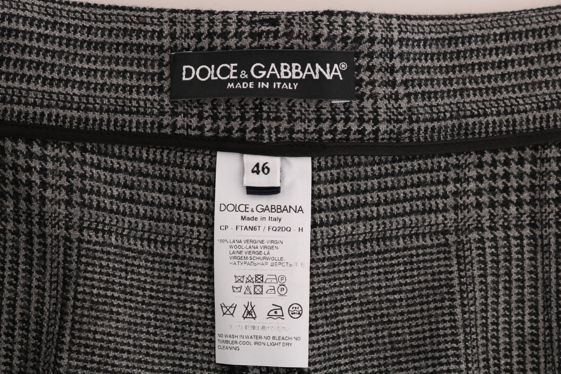 Dolce & Gabbana Elegant Gray Check Capri Wool Women's Pants