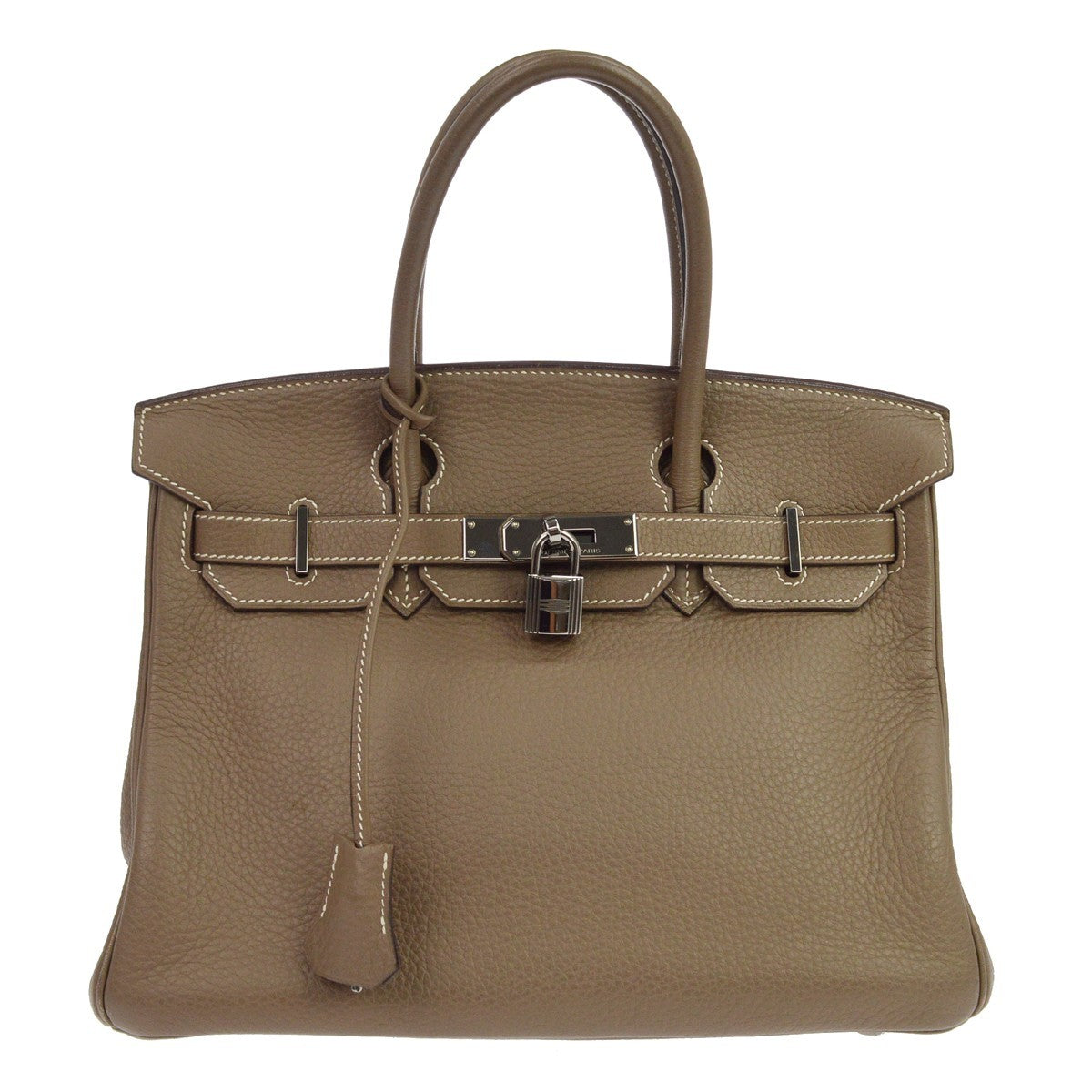 Hermes Birkin Grey Clemence With Palladium Hardware Gray Calfskin Handbag (Pre-Owned)