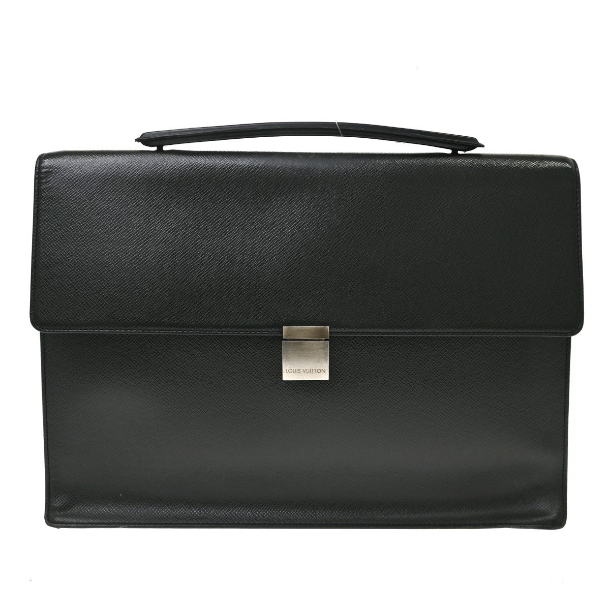 Louis Vuitton Porte-Documents Angara Taiga Leather Black Leather Briefcase Bag (Pre-Owned)