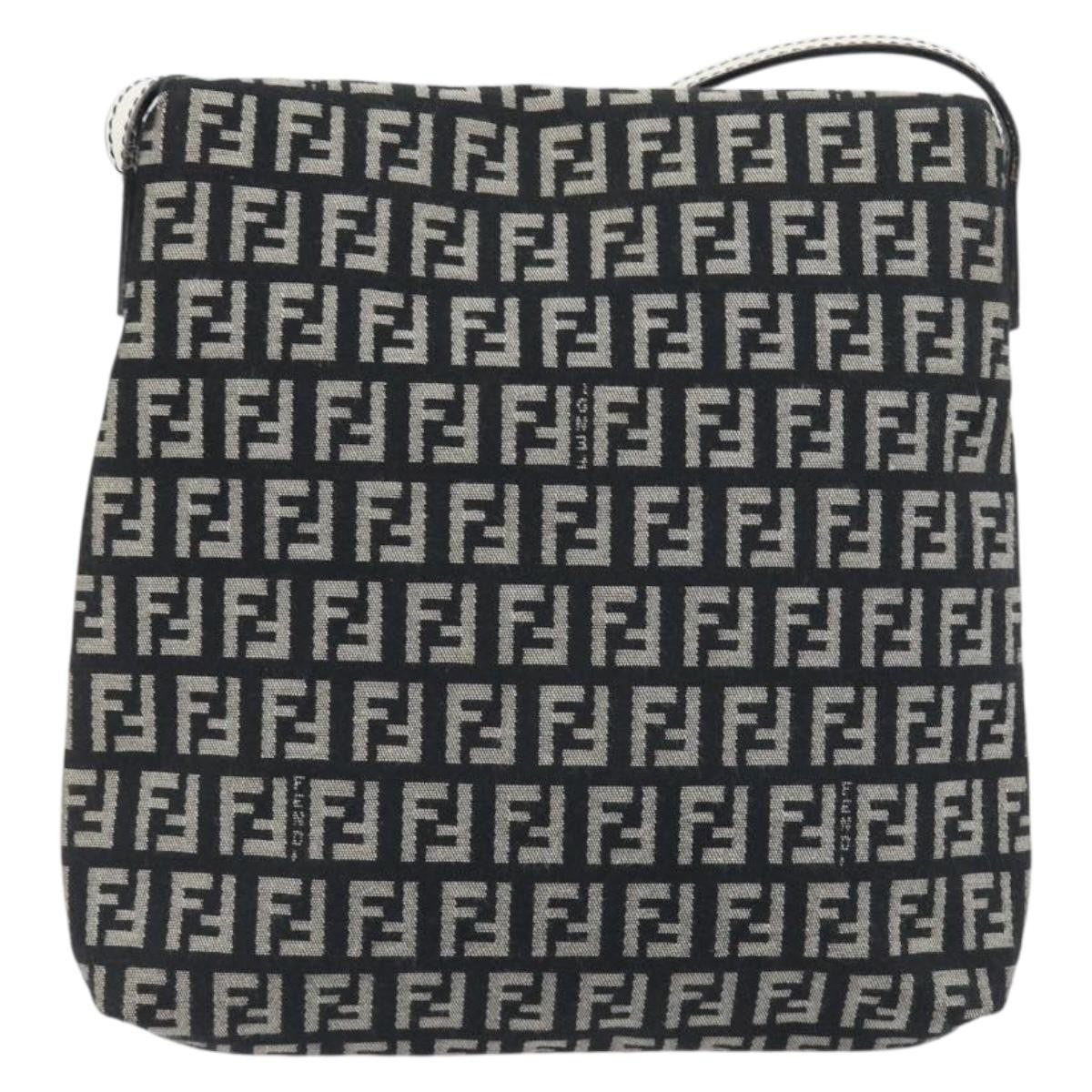 Fendi Vintage Flap Zucchino Canvas Black Canvas Crossbody Bag Bag (Pre-Owned)