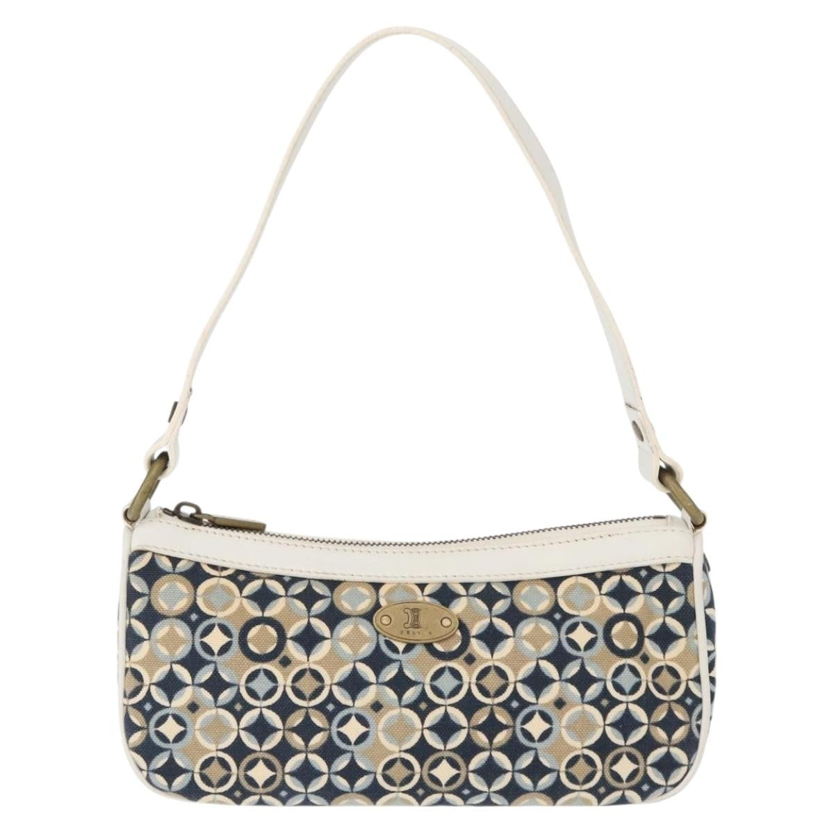 Celine Vintage Pochette Canvas Navy Canvas Clutche & Pouche Bag (Pre-Owned)