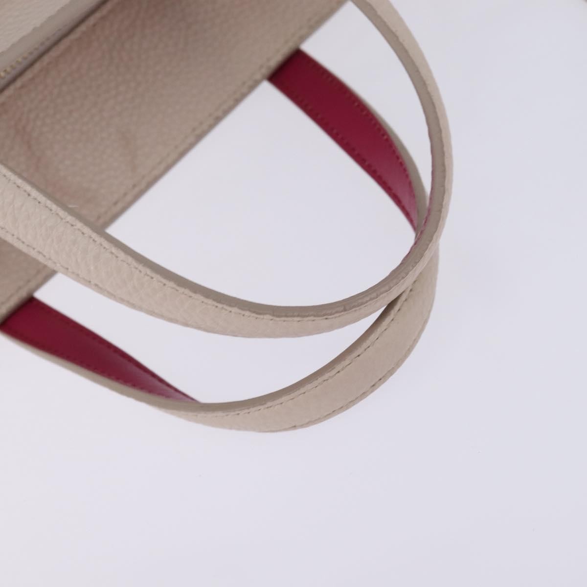 Salvatore Ferragamo Amy Tote Pebbled Leather Beige Leather Handbag (Pre-Owned)
