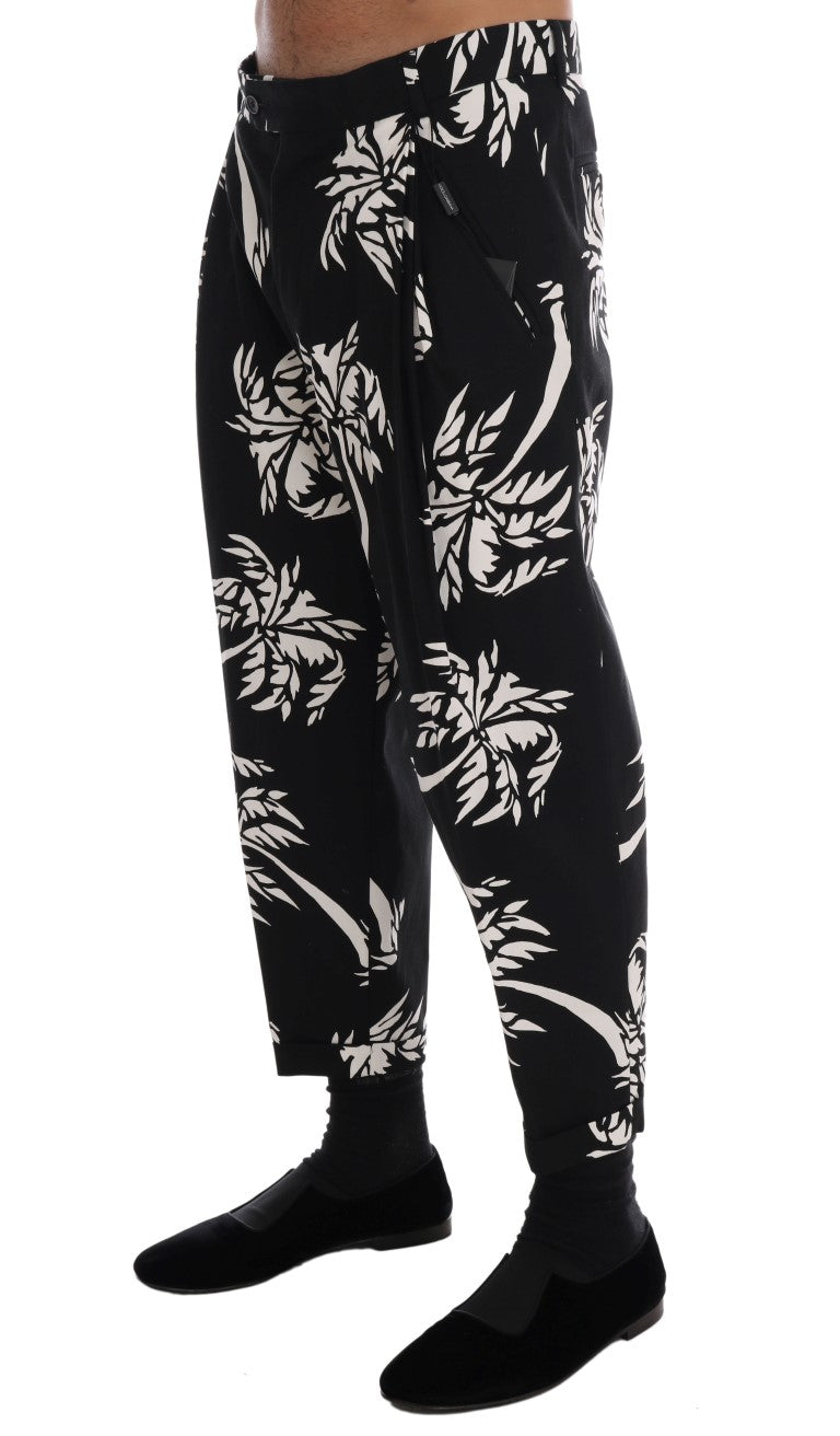 Dolce & Gabbana Black Tree Cotton Stretch Men's Pants