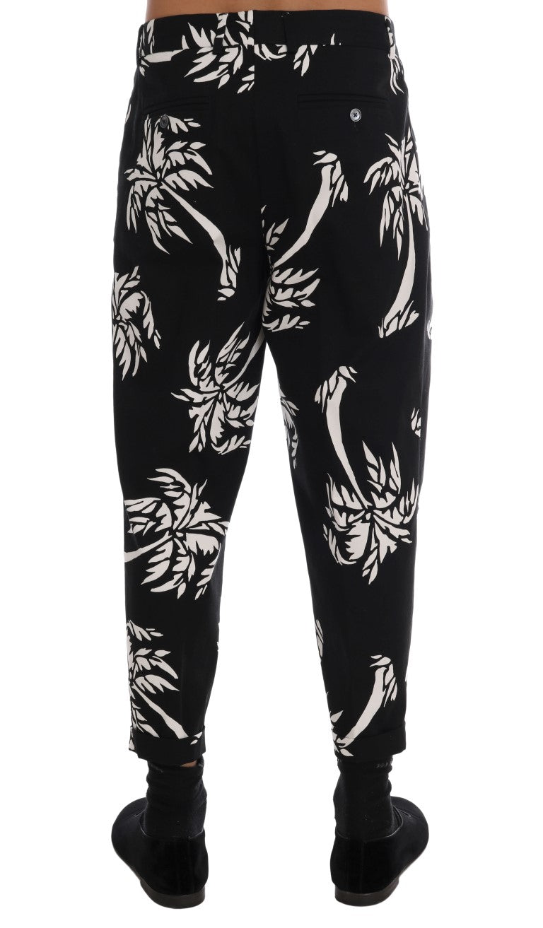 Dolce & Gabbana Black Tree Cotton Stretch Men's Pants