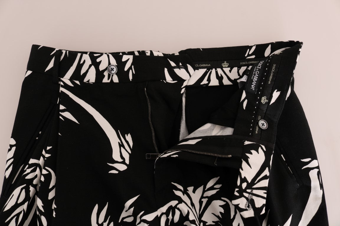 Dolce & Gabbana Black Tree Cotton Stretch Men's Pants