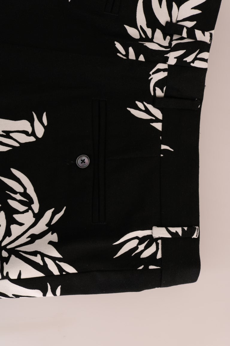 Dolce & Gabbana Black Tree Cotton Stretch Men's Pants