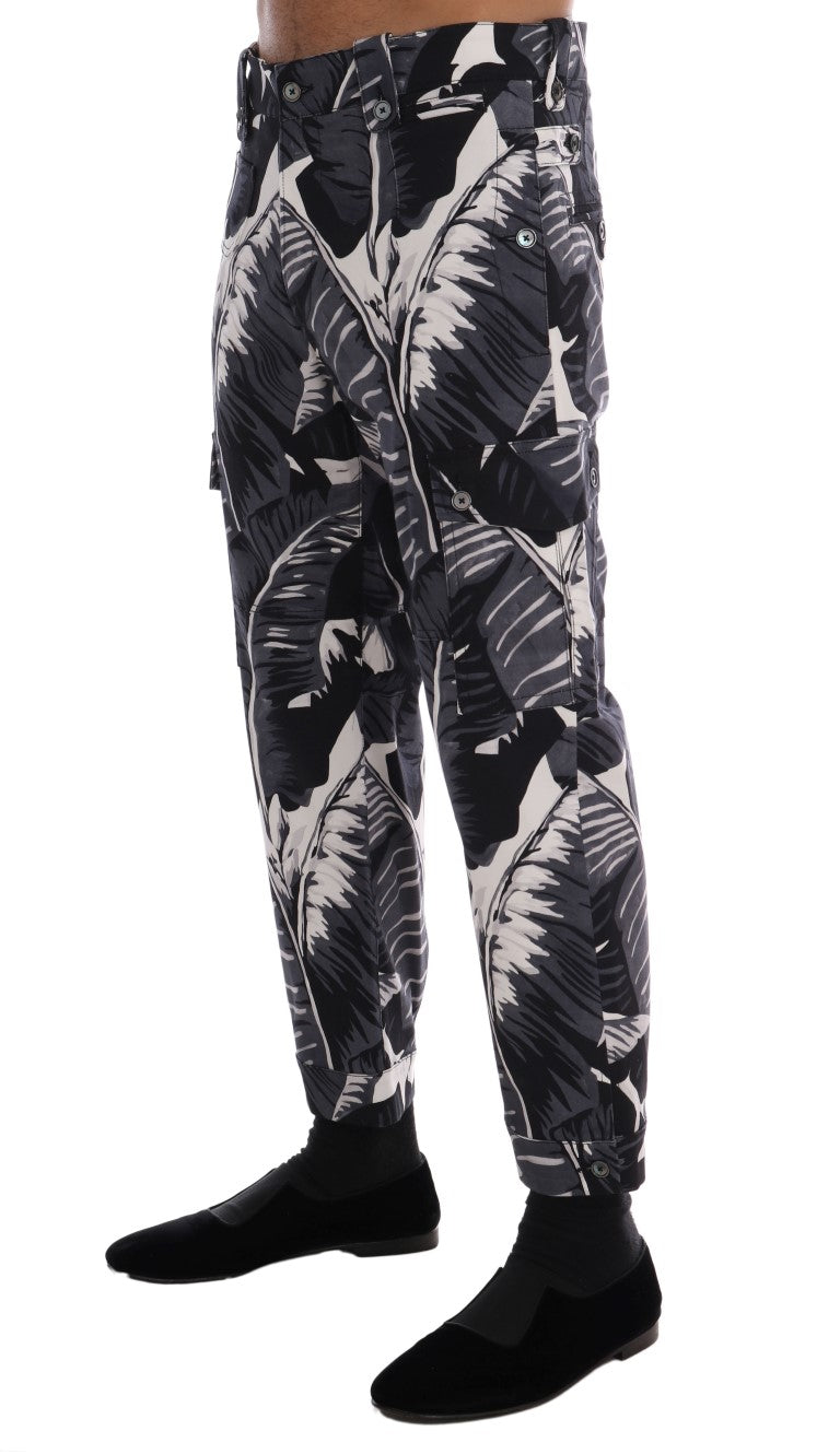 Dolce & Gabbana Gray Banana Leaf Cotton Men's Pants