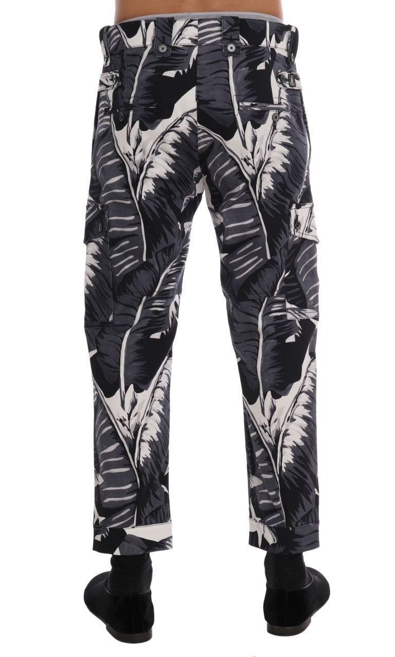 Dolce & Gabbana Gray Banana Leaf Cotton Men's Pants