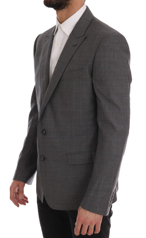 Dolce & Gabbana Sleek Gray Checkered Wool Men's Blazer
