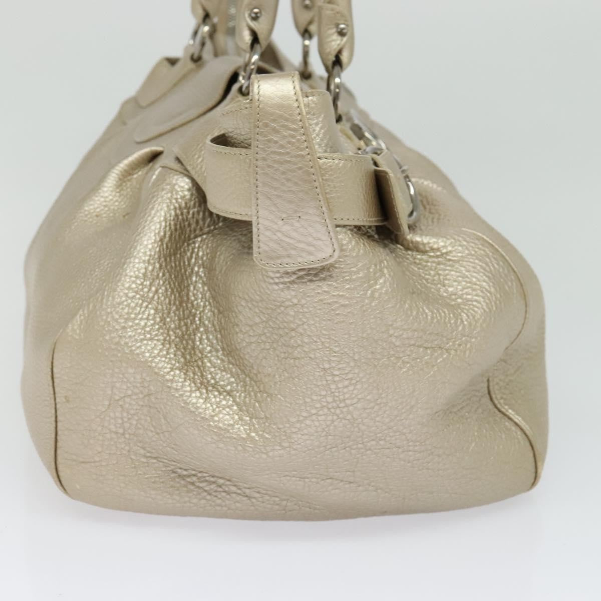 Salvatore Ferragamo Gancini Tote Leather Silver Leather Tote Bag Bag (Pre-Owned)