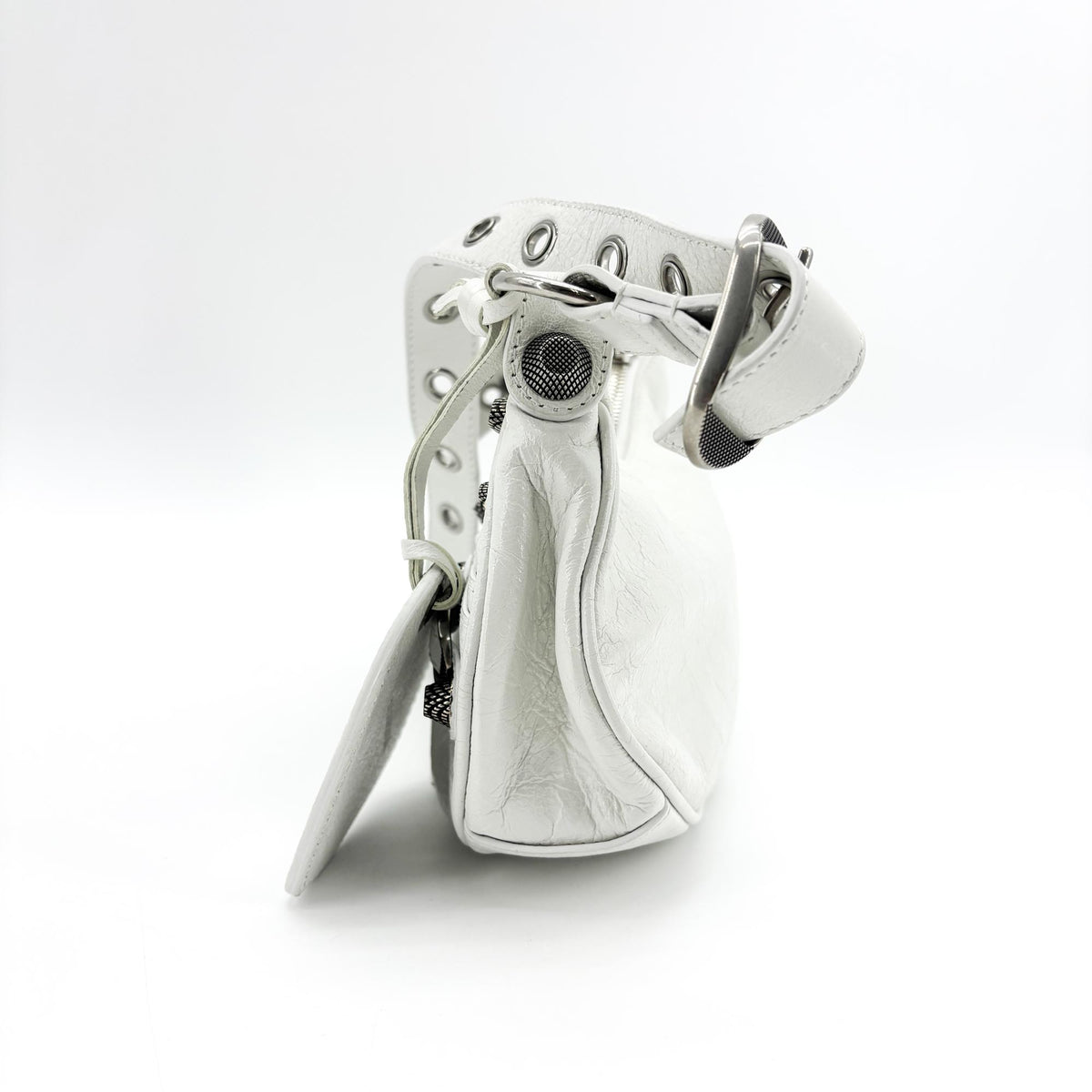 Balenciaga Le Cagole Giant Spikes Leather White Leather Shoulder Bag Bag (Pre-Owned)