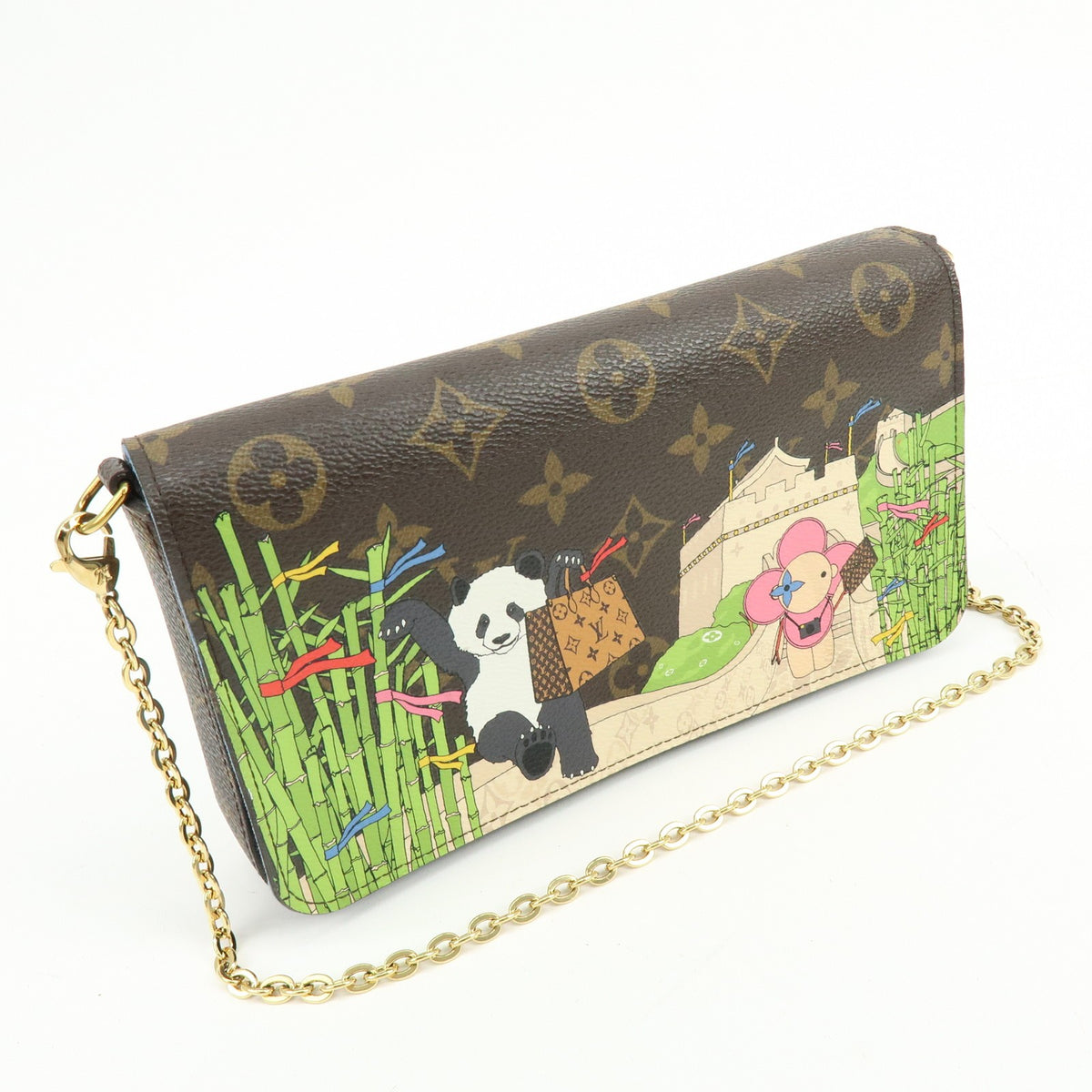 Louis Vuitton Felicie Pochette Limited Edition Vivienne Xmas Monogram Canvas Brown Canvas Clutche & Pouche Bag (Pre-Owned)