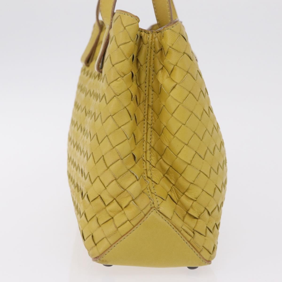 Bottega Veneta Belted Intrecciato Nappa Yellow Leather Tote Bag Bag (Pre-Owned)
