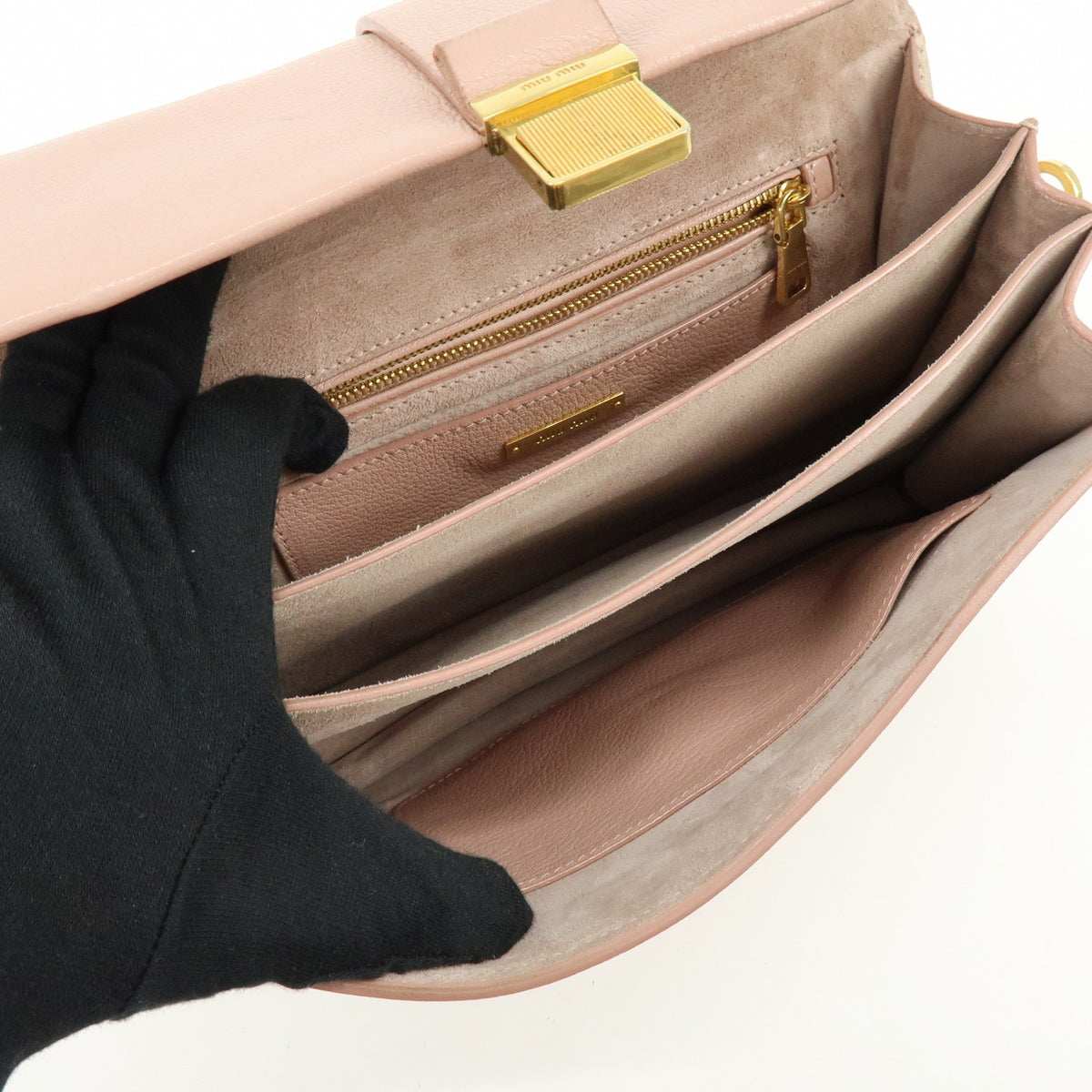 Miu Miu Madras Convertible Compartment Top Handle Leather Pink Leather Handbag (Pre-Owned)