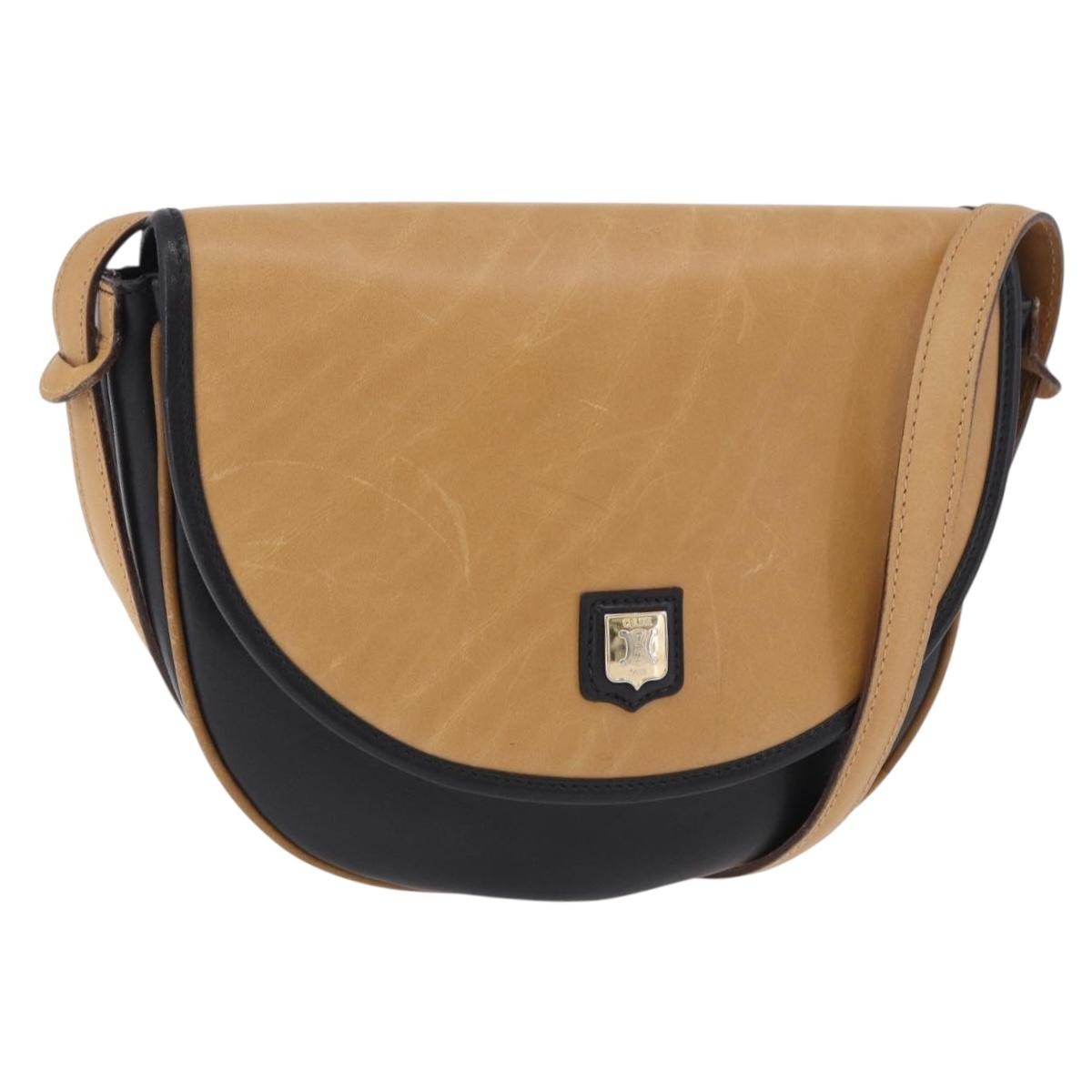 Celine Flap Shoulder Leather Beige Leather Shoulder Bag Bag (Pre-Owned)