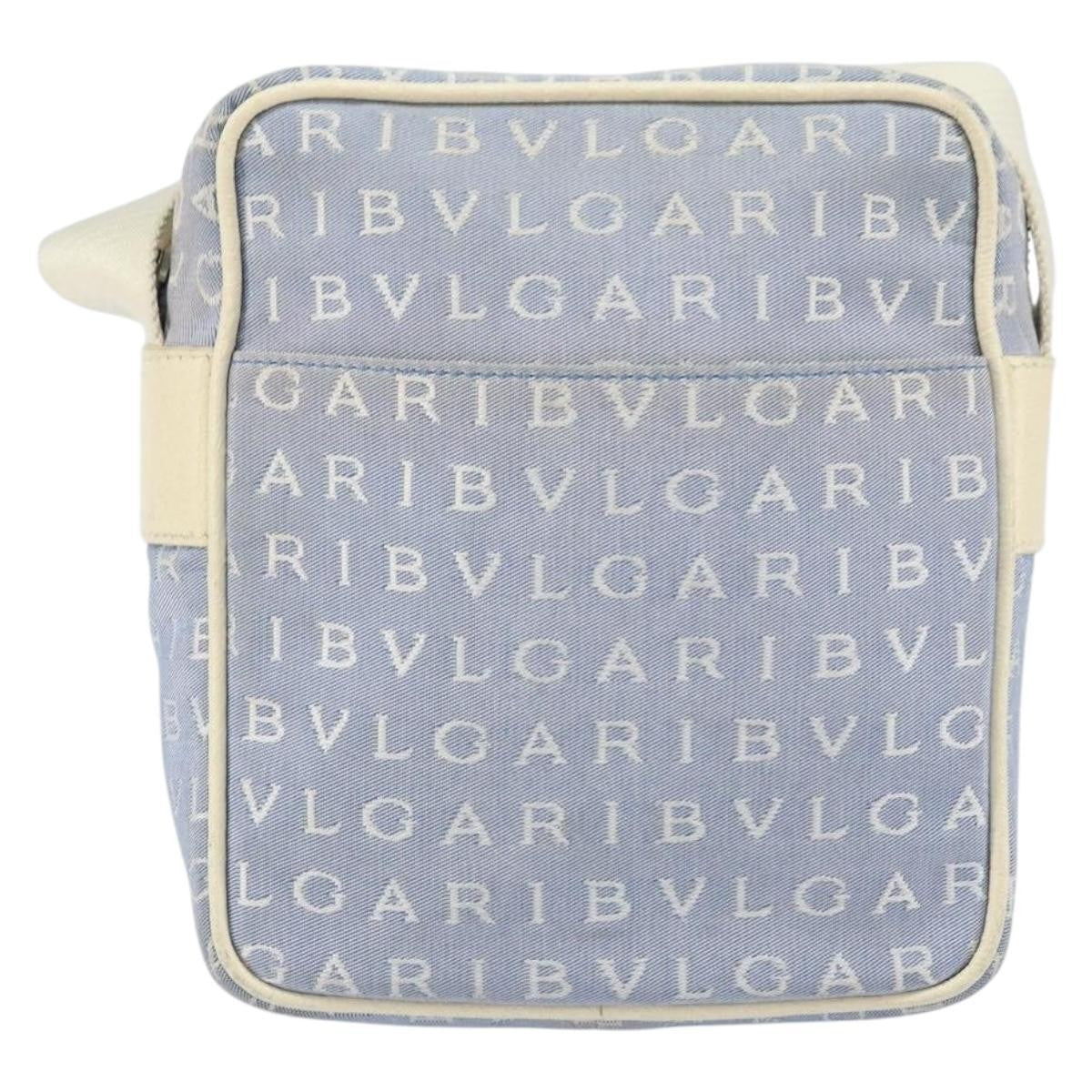 Bvlgari Logomania Canvas With Leather Blue Canvas Shoulder Bag Bag (Pre-Owned)