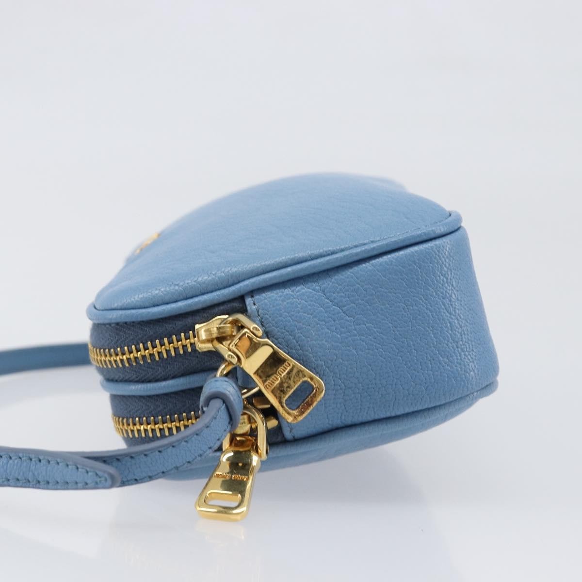 Miu Miu Double Zip Pochette Leather Blue Leather Clutche & Pouche Bag (Pre-Owned)