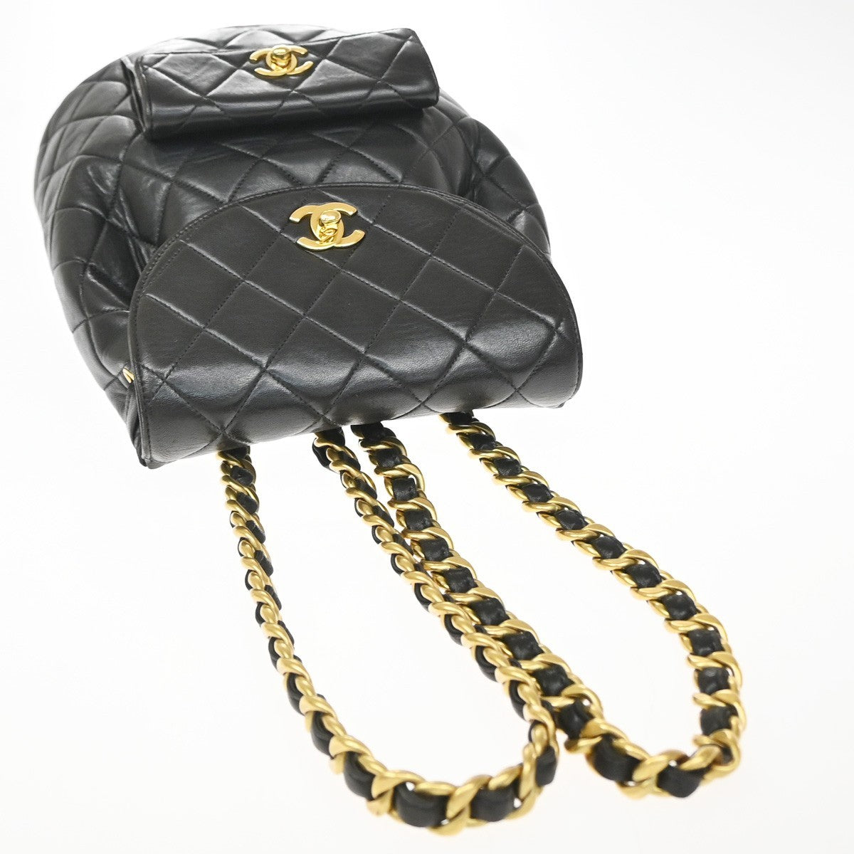 Chanel Duma Drawstring Quilted Leather Black Leather Backpack Bag (Pre-Owned)